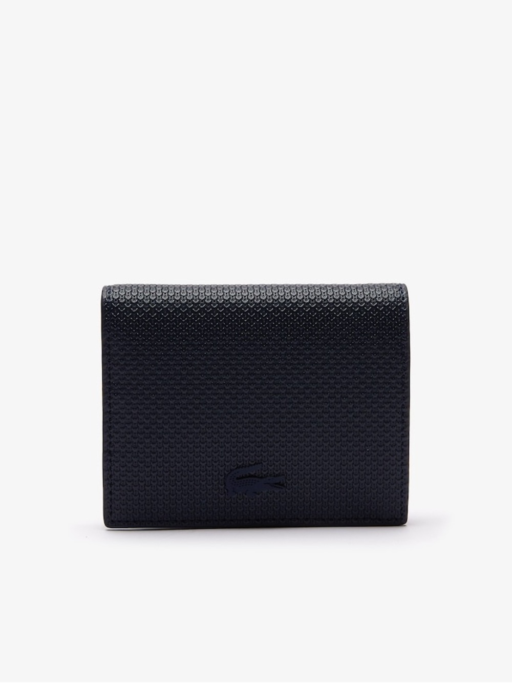 Lacoste Black Textured Leather Bifold Wallet Coin Pocket NWT